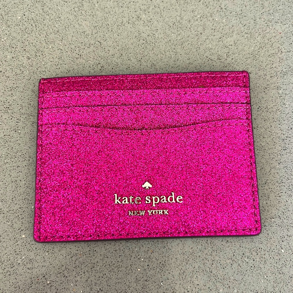 Kate Spade Staci Small Slim Card Holder - Pink Glitter